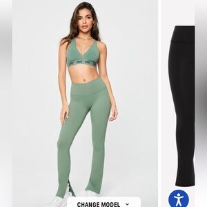 Yitty x Fabletics PowerHold Split Flare Leggings Size Medium Green NWOT